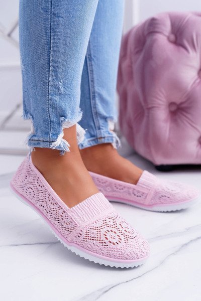 Women's Lace Ballerinas Powder Pink Sensitive