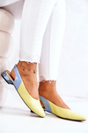 Leather Outdoor Ballerina High Heels Yellow and Blue Noreen