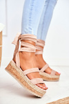 Women's Platform Sandals Tied Beige La Favorite