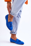 Suede Classic Fringed Loafers Blue Averil