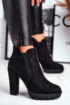 Women’s Boots On High Heel Slip-on Eco-Suede Black Berry