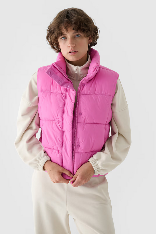 Sleeveless Padded Jacket With Synthetic Filling Pink 4F 4FWAW24TVJAF140-54S