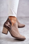 Women's leather boots on a high heel Maciejka Beige 04492-43