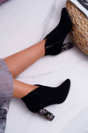 Black Elegant Suede Stiletto Booties Laura Messi 2047