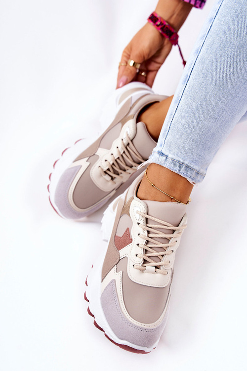 Platform sports shoes Beige and pink Berenice