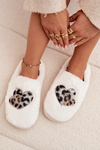 Furry slippers with hearts white Amandra