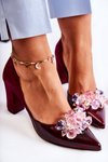 Fashionable Leather Pumps With Ornaments Maroon Louna