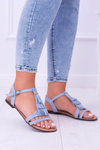 Blue Flat Suede Fringed Sandals Viva