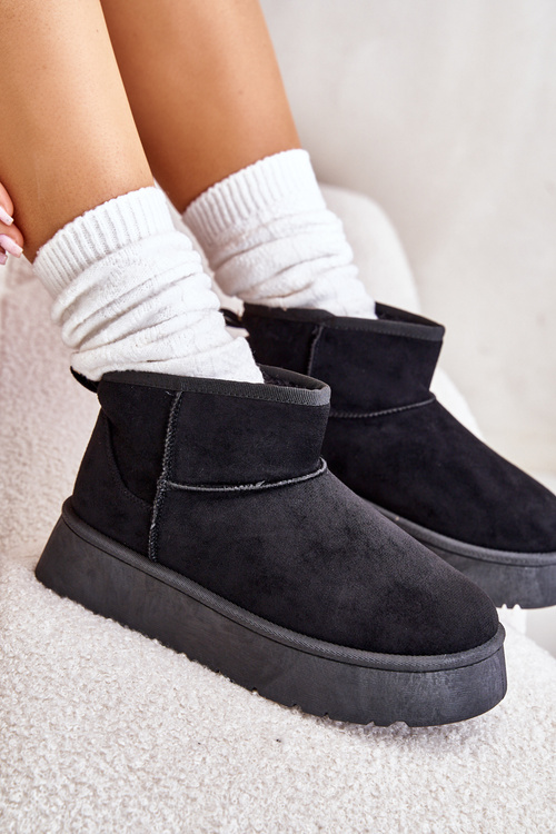 Low Women Snow Boots On Platform Insulated With Fur Black Saldren