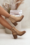 Women's Heeled Boots Insulated Eco Suede Beige Arkesia
