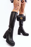 Women's Over-the-Knee Boots with Heels and Fleece Lining Black Sislene