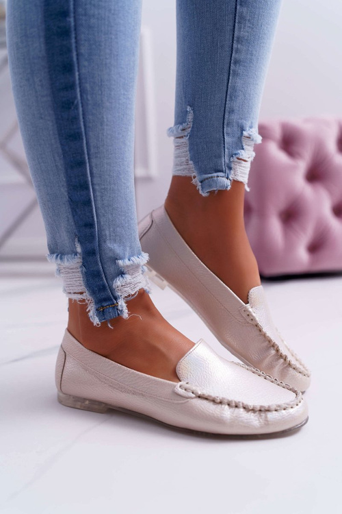 Women's Sergio Leone Gold Pearl Winted Moccasins