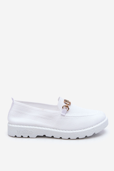 Tenisówki Damskie Wsuwane Slip-On Ozdoba Białe Alena