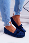 Women's Suede Moccasins Navy Blue Espanto