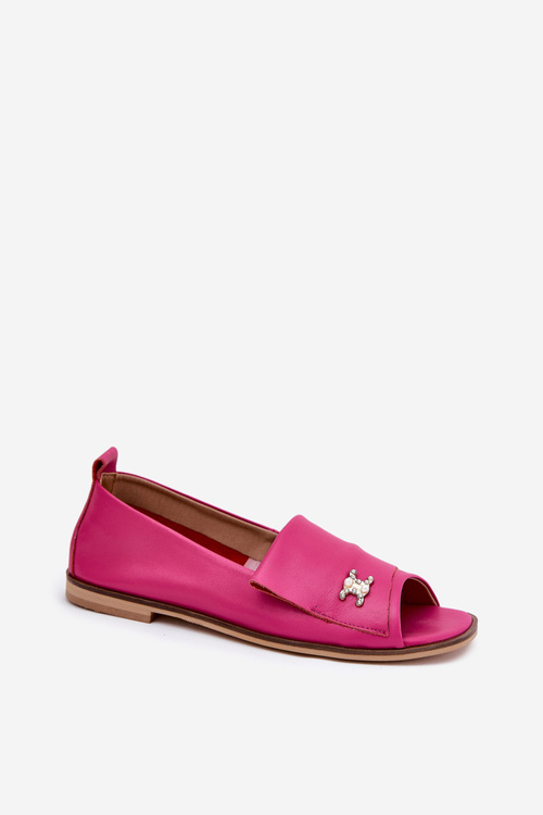 Leather Elegant Ballerinas With Open Toes Zazoo 1865 Fuchsia