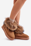 Leather Snow Boots On A Platform With Fur Camel Avirisa
