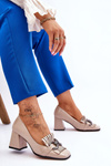 Patent Leather Comfortable Pumps Beige Mercy 