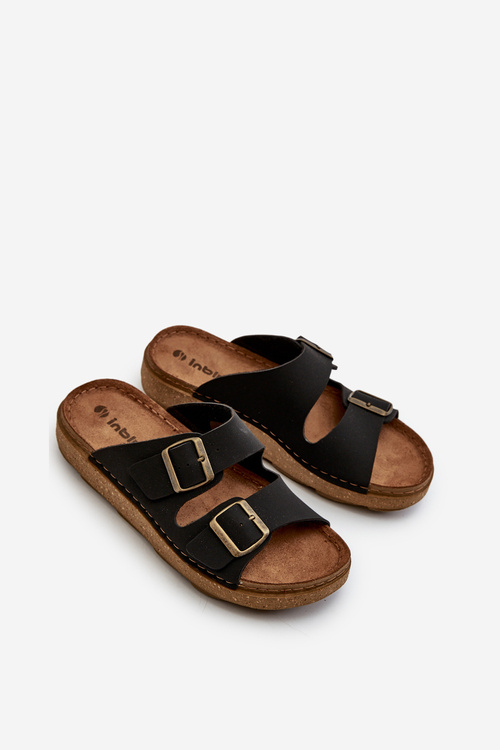 Light Comfortable Men's Flip-Flops with Buckles Inblu MT000016 Black