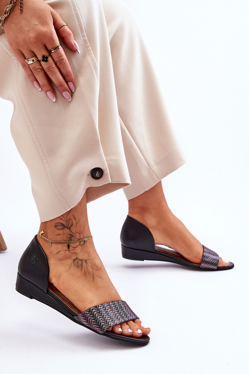 Leather Sandals Maciejka 1971-65 Black