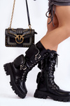 Women's High Boots Laced With Kidneys Black Mirrano