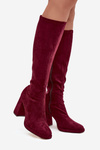 Women's Boots with Stitching on Block Heel Bordeaux Brivana