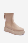 Women's Leather Platform Boots Beige Jenefer
