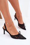 Lace Stiletto Heels With Open Back Black Annivirae