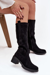 Women's Block Heel Boots Eco Suede Black Darisse