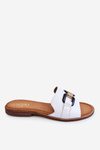 Leather Women's Slippers Leewski Shoes 3270 White