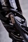 Lacquered Boots Over the knee On Flat Heel GOE KK2N4023 Black
