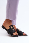 Elegant Shiny Women's Slippers with Ornament S.Barski KV27-032 Black