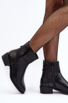 Women's Leather Zip-Up Boots Black Semotti