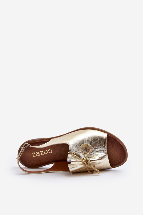 Zazoo 2898 Leather Flat Sandals Gold