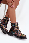 Women's insulated boots with floral design Artiker 57C1050 multicolor