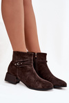 Women's Boots Made of Natural Suede on Block Heel Lined D&A CR52-651 Chocolate