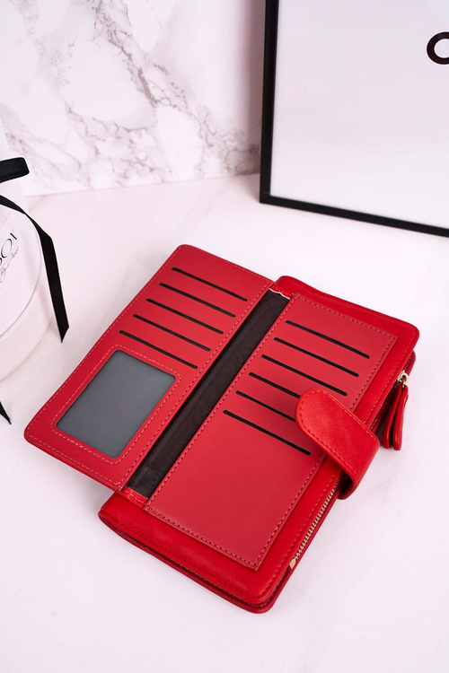 Large Women's Wallet With An Extra Space For Cards Red