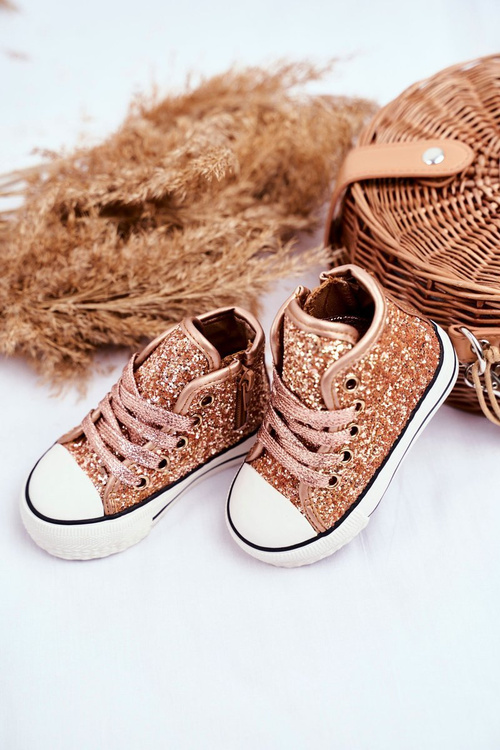 Children's Sneakers With Glitter Gold Ally