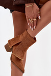 Women's ankle boots on heel with rolled shaft Camel Idalia
