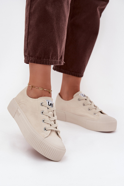 Damskie Trampki Na Platformie Beżowe LEE ISLA C WOMEN LOW 50253001.35E