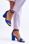 Suede High Heel Sandals Blue Madame