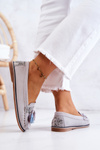 Women's Suede Loafers With Fringes Grey Laressa