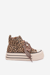 Women's Sneakers With Ribbon And Zipper On Platform Panther Mavara
