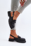 Women's Flat Heel Sandals with Decoration Black D&A MR38-656