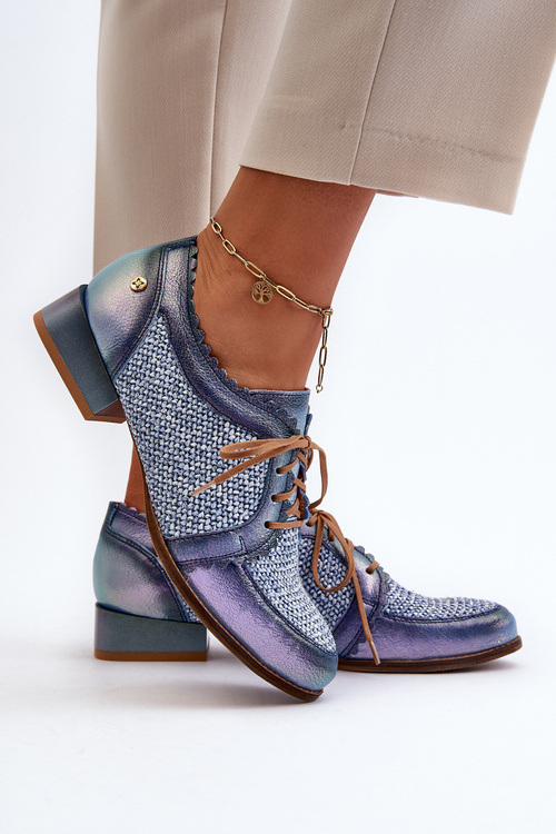 Półbuty Skóra Naturalna Damskie Niebieskie Maciejka 06452-06