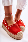 Espadryle Damskie Ćwieki Czerwone Laross