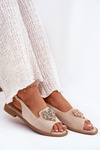 Women's Sandals With Decorative Heart S.Barski KV27-018 Beige