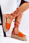 Suede Wedge Sandals Orange Livia