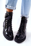 Insulated Lacquered Boots Black Colira