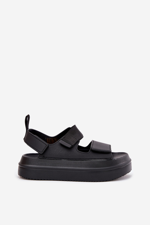 Ladies platform sandals with velcro black Nitepira