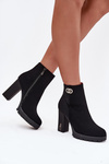 Insulated women's ankle boots with heel with decorative detail black Vessara